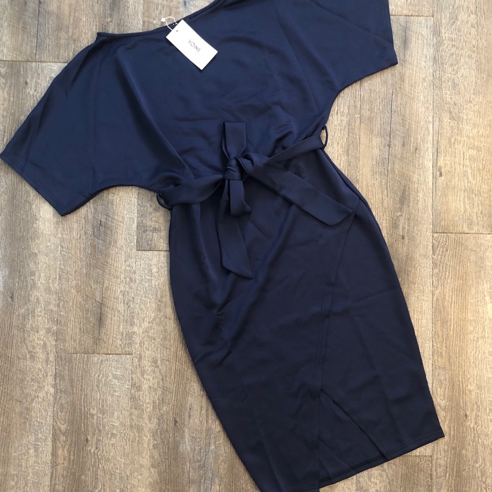 NWT Yoins Short Sleeves Slit Hem Midi Dress - M